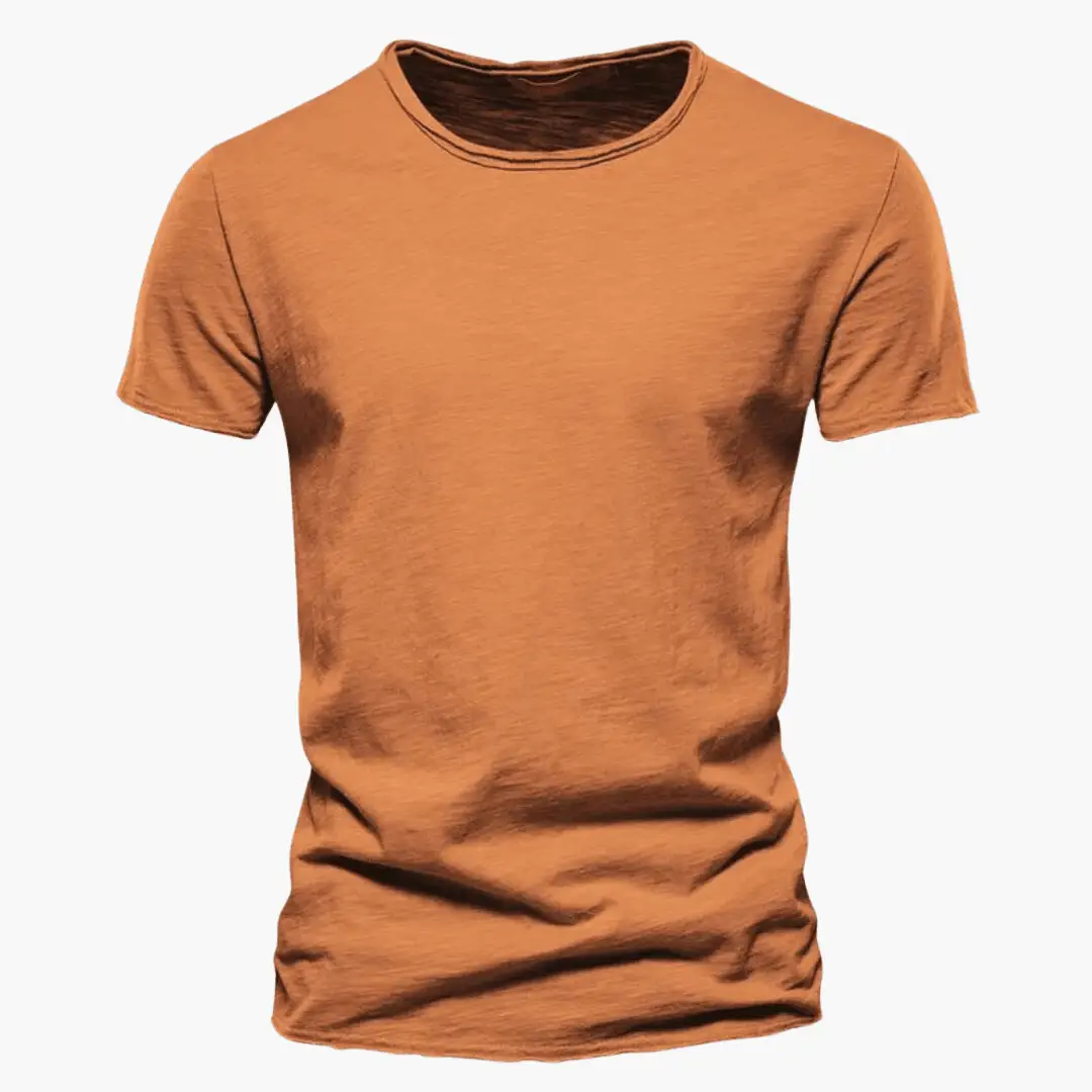 Men's orange T-shirt, lightweight casual summer wear