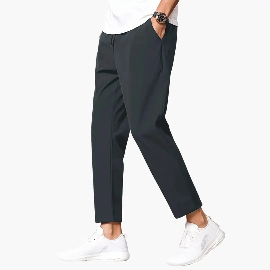 Men's Joggers by Wilfred Smith, straight-leg with pockets in charcoal black.