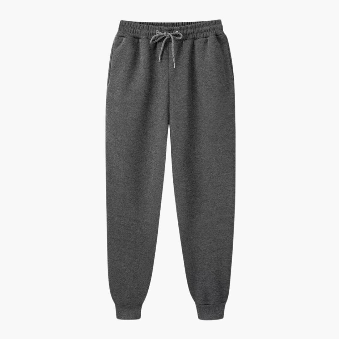 Wilfred Smith unisex jogging pants with drawstring waistband and cuffed hems in charcoal gray