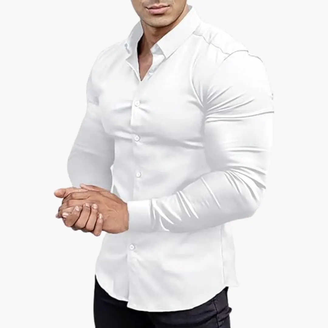 Slim-Fit shirt for men by Wilfred Smith, white long-sleeve