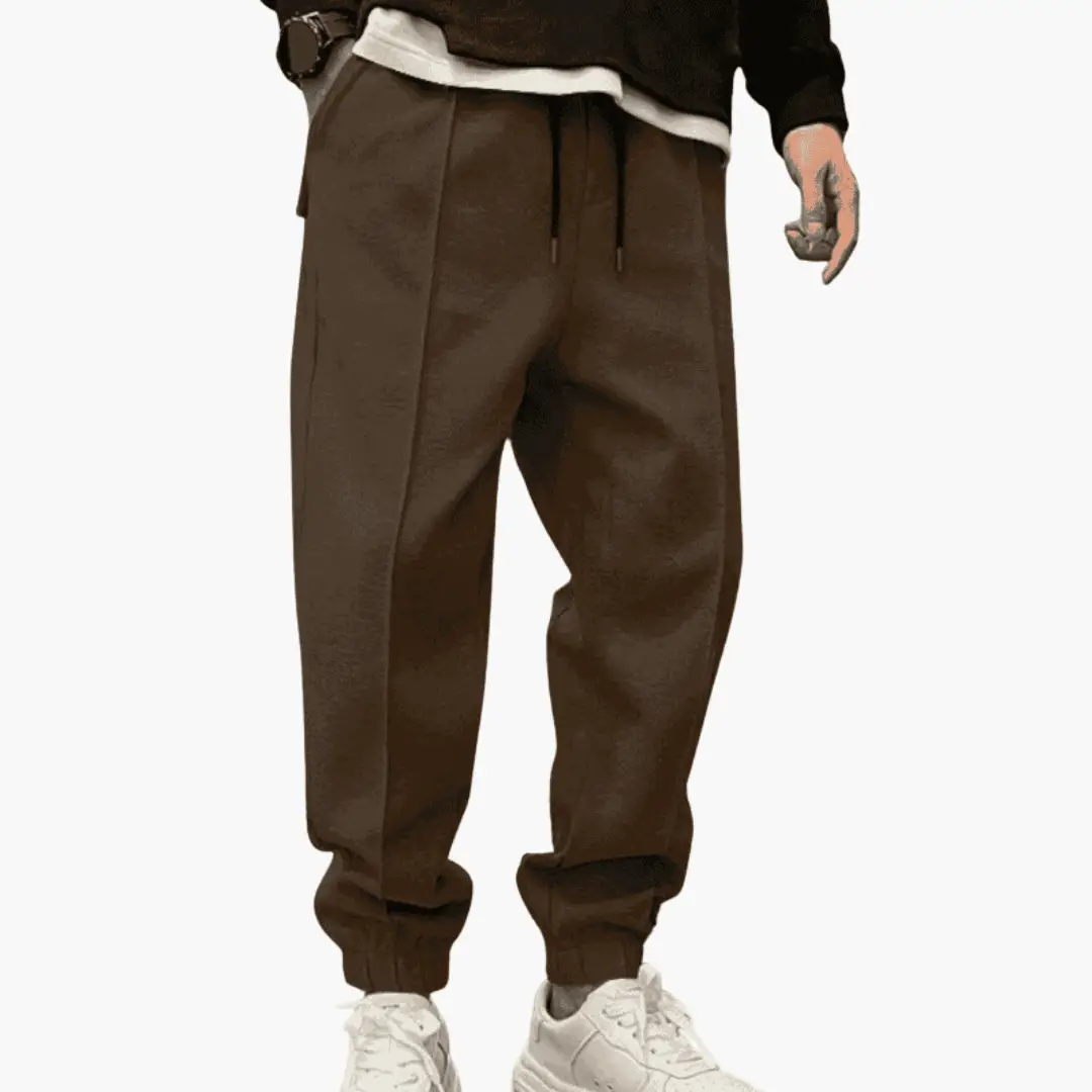Men’s Cargo Trousers Wilfred Smith, brown, relaxed-fit with pockets and drawstring waist