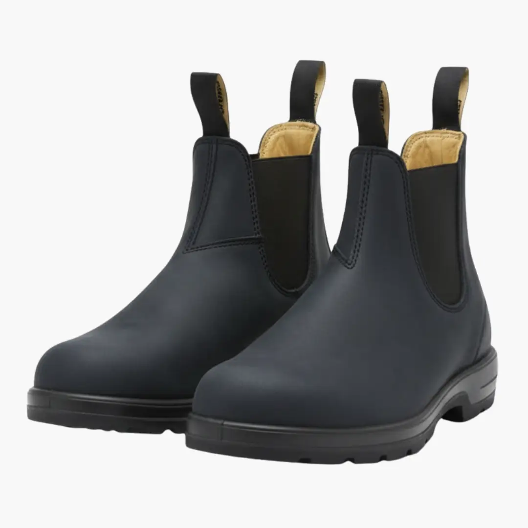 Pair of Wilfred Smith unisex Chelsea boots, navy blue, slip-on.