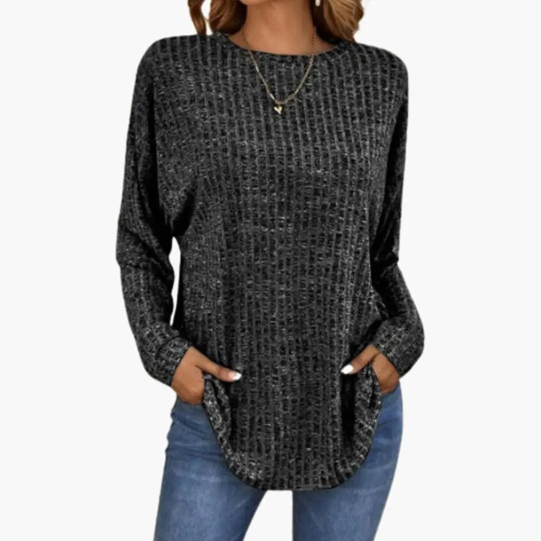 Women’s sweater Wilfred Smith, round-neck ribbed knit in black gray