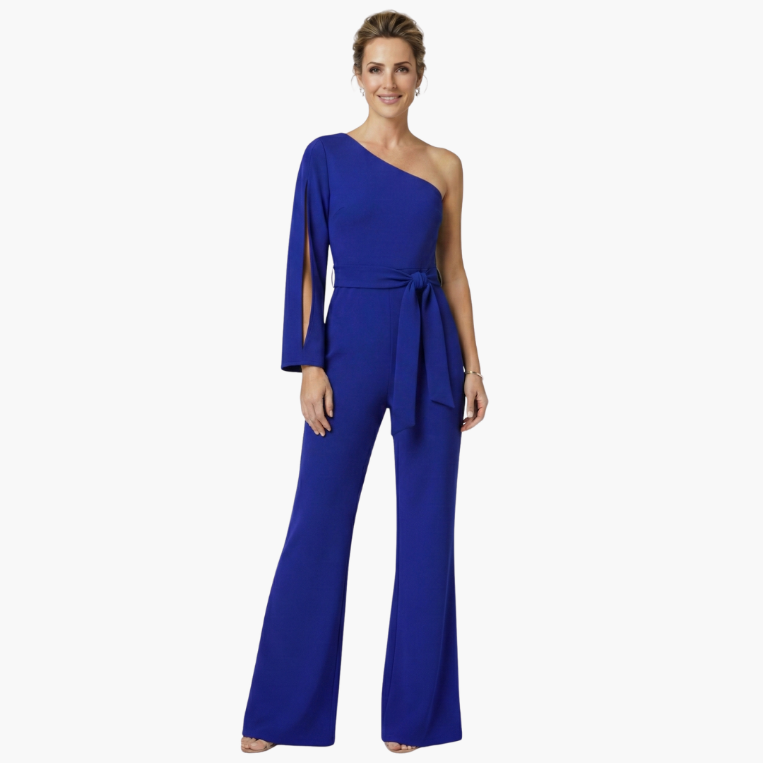 Jumpsuit for Women Wilfred Smith in royal blue, one-shoulder with belt and wide-leg pants