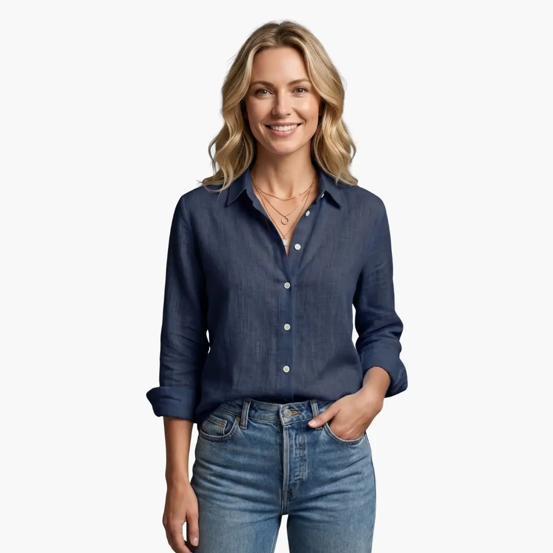 Elegant long sleeve shirt for women by Wilfred Smith in navy blue