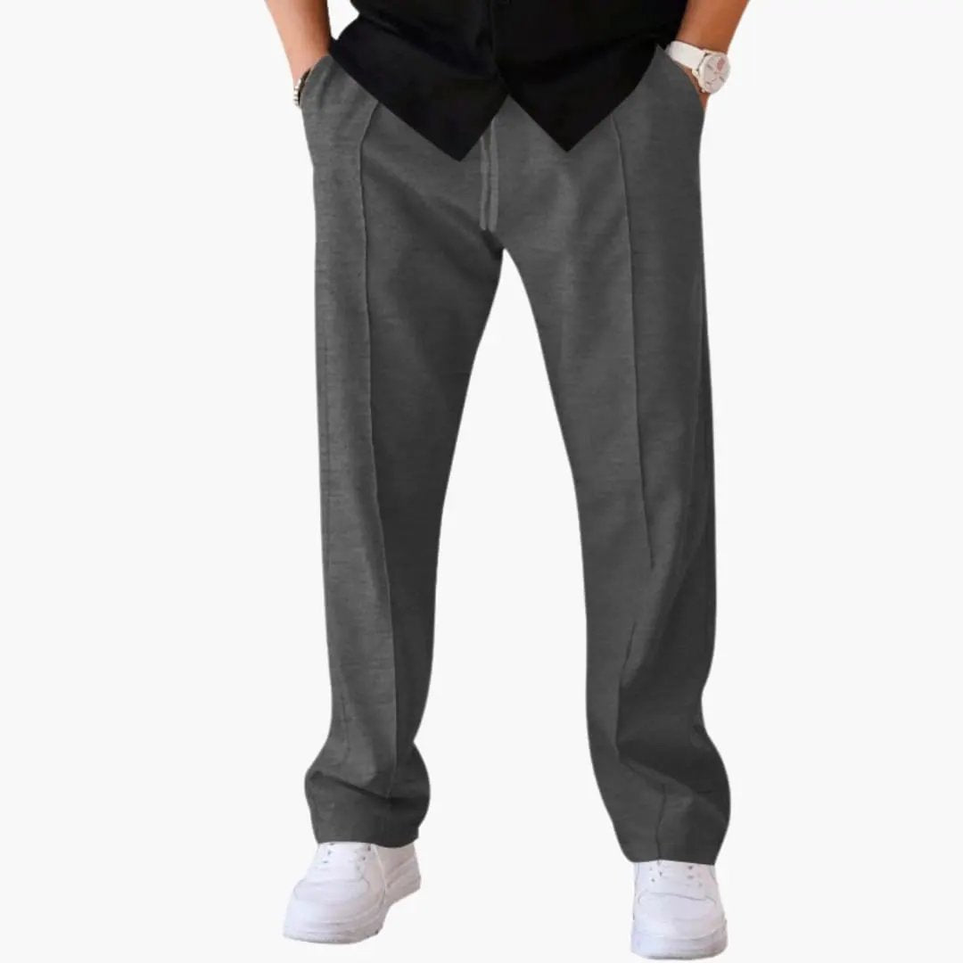 Men's straight-leg trousers with side pockets in gray fabric