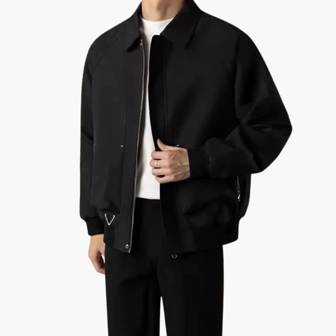 Wilfred Smith Men’s Bomber Jacket, zip-front with elastic hem, black
