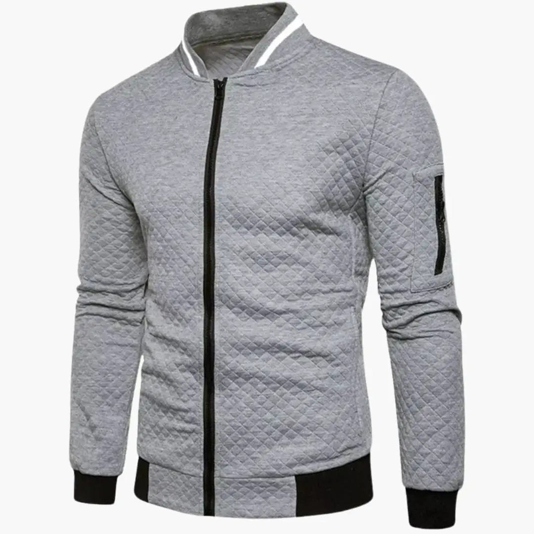 Men’s bomber jacket Wilfred Smith, quilted gray with zip front and ribbed cuffs