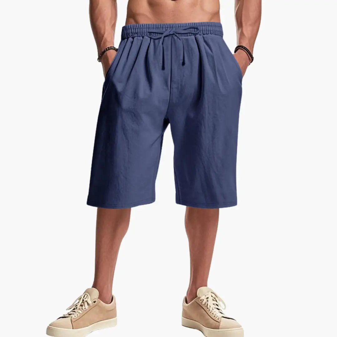 Men’s Cargo Shorts Wilfred Smith, blue with elastic waist and pockets