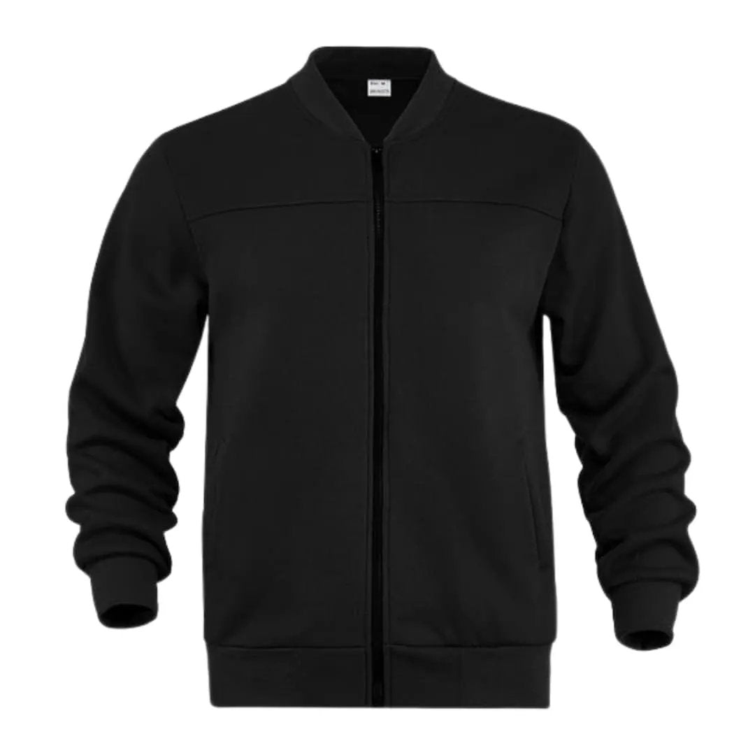 Men’s Casual Bomber Jacket with Front Zip in black by Wilfred Smith