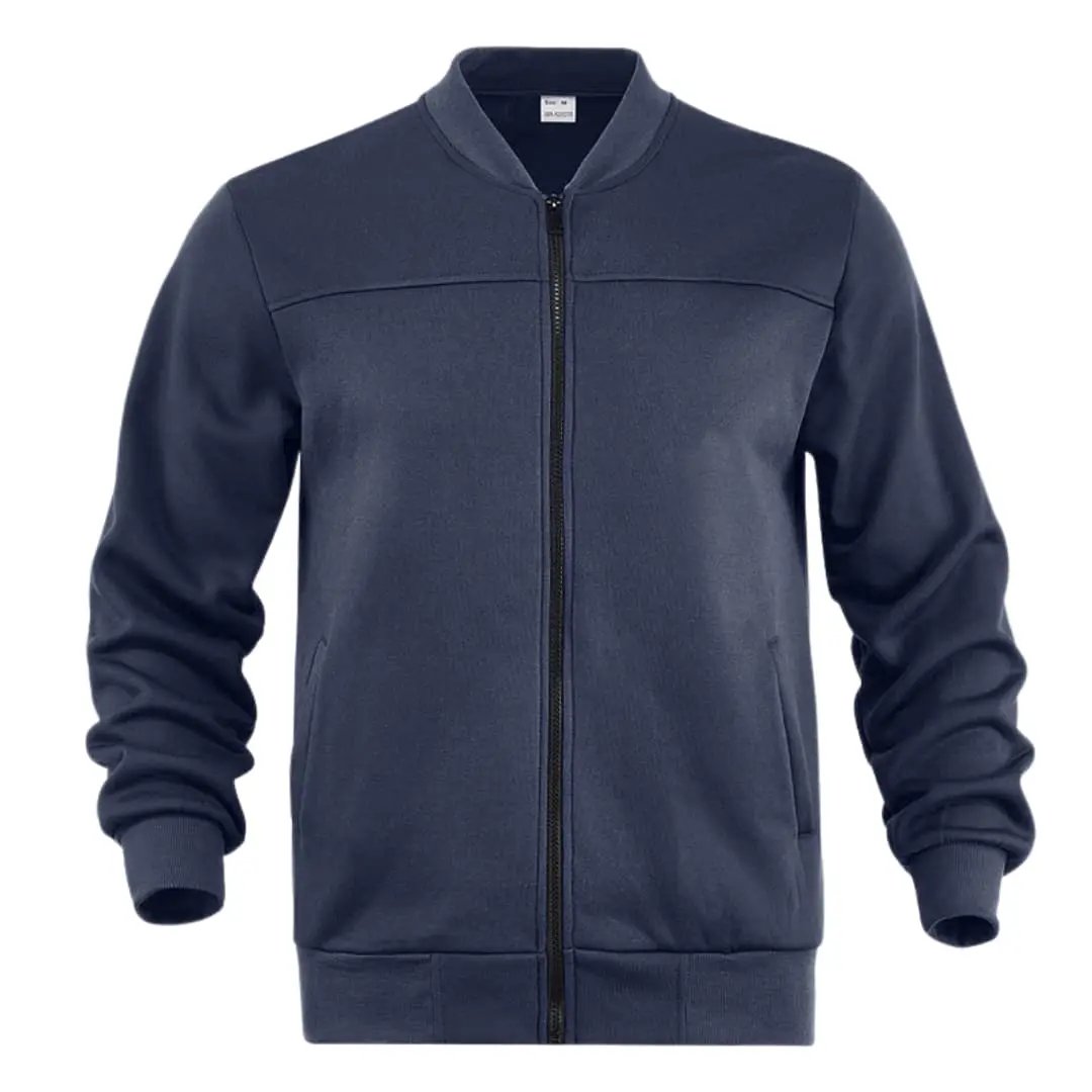 Men's Casual Bomber Jacket with Front Zip, navy blue, Wilfred Smith