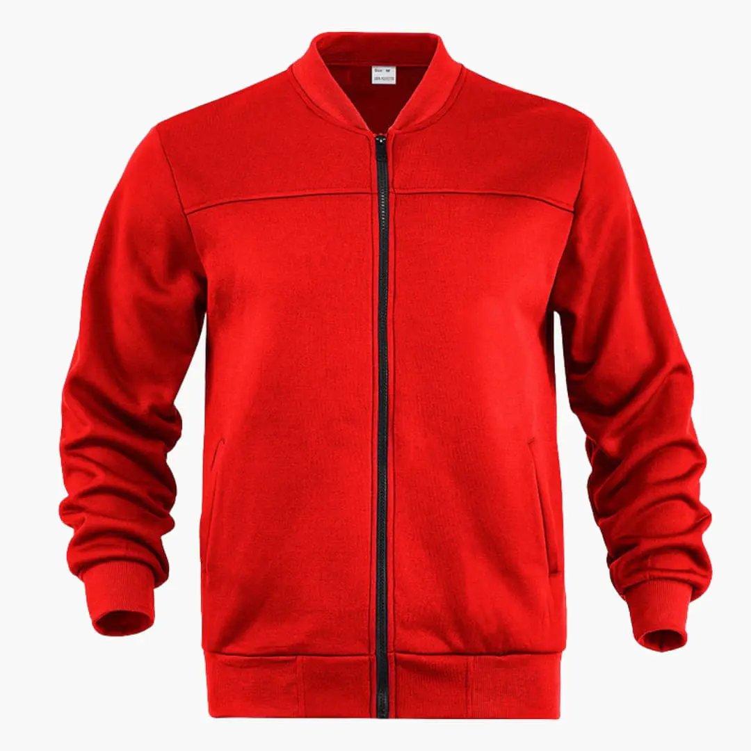 Men’s Bomber Jacket in red with front zip by Wilfred Smith