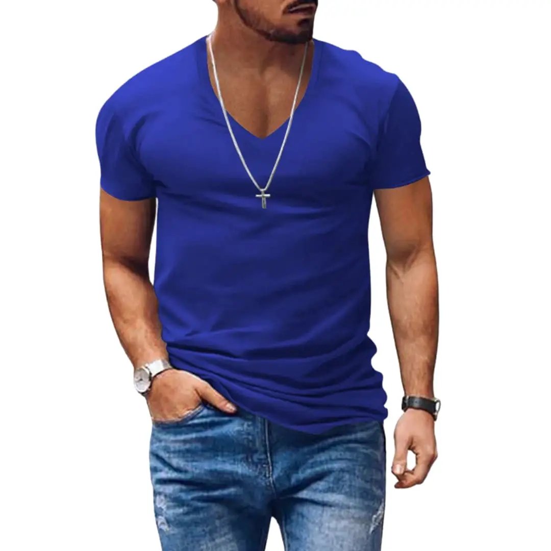 Men’s Classic V-Neck Short Sleeve T-Shirt in royal blue