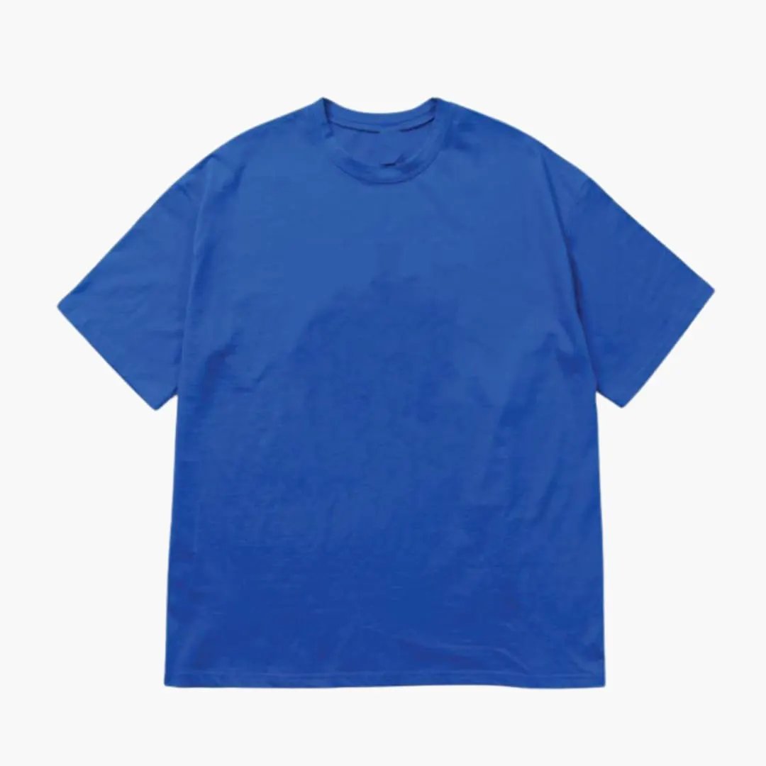 Men's oversized T-shirt in blue with crew neck and short sleeves
