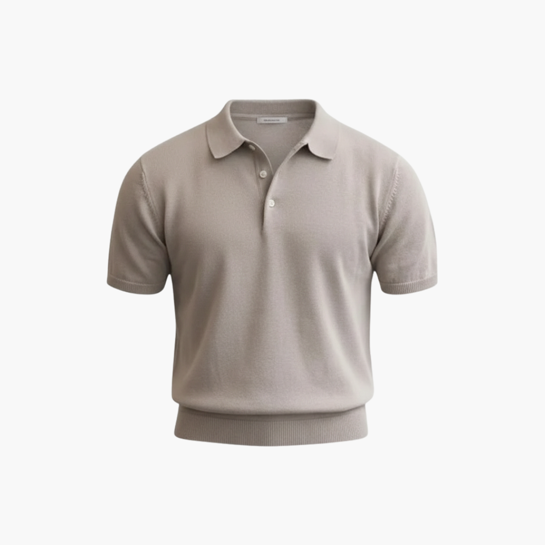Men’s Polo Shirt in beige with collar and short sleeves