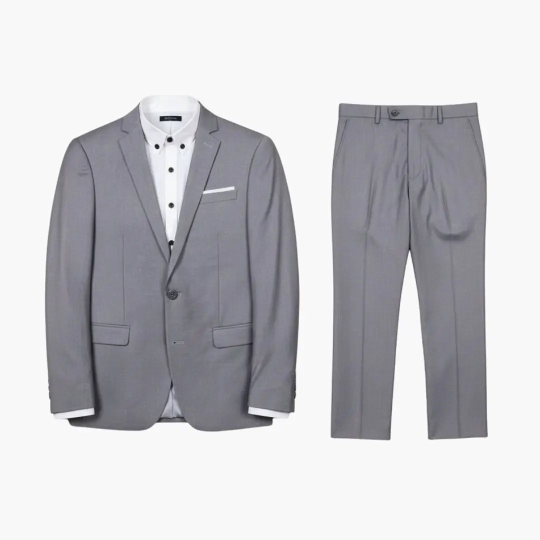 Wilfred Smith men's wedding suit set in gray with jacket and matching trousers