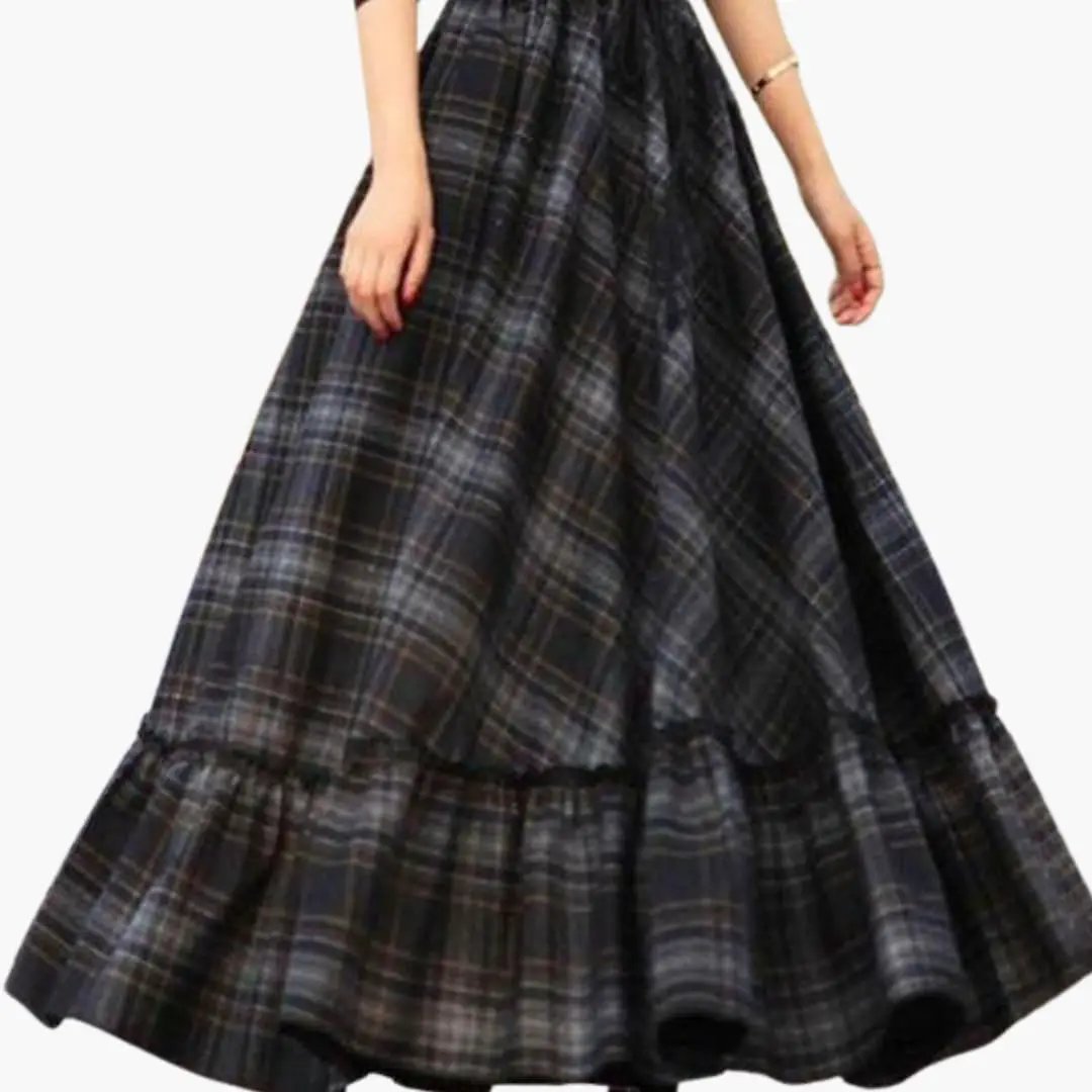 Women's Wilfred Smith plaid A-line skirt with elastic waistband and flared hem