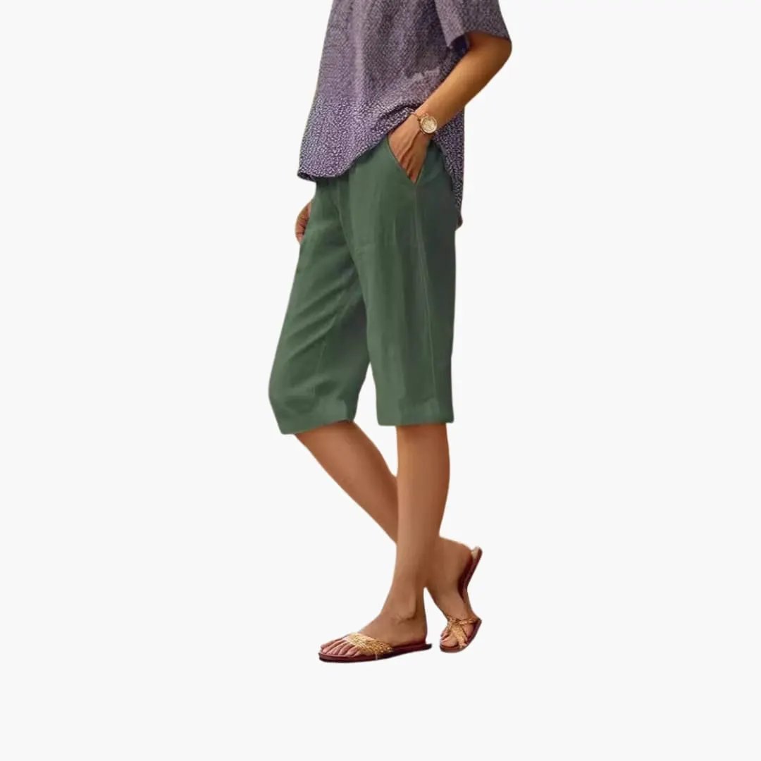 Women’s Drawstring Waist Shorts with Pockets, olive green, relaxed fit