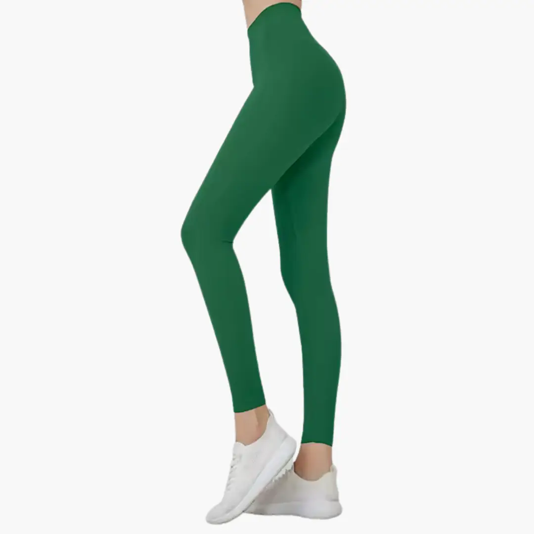 Women's leggings, green high-waisted with stretch fabric for versatile wear