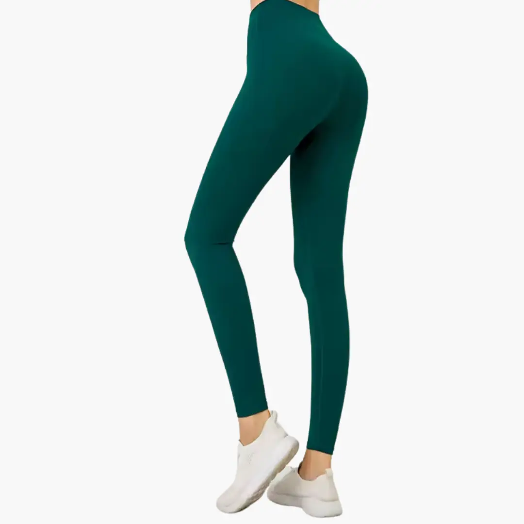 Women's Leggings by Wilfred Smith, high-waist green stretch fabric