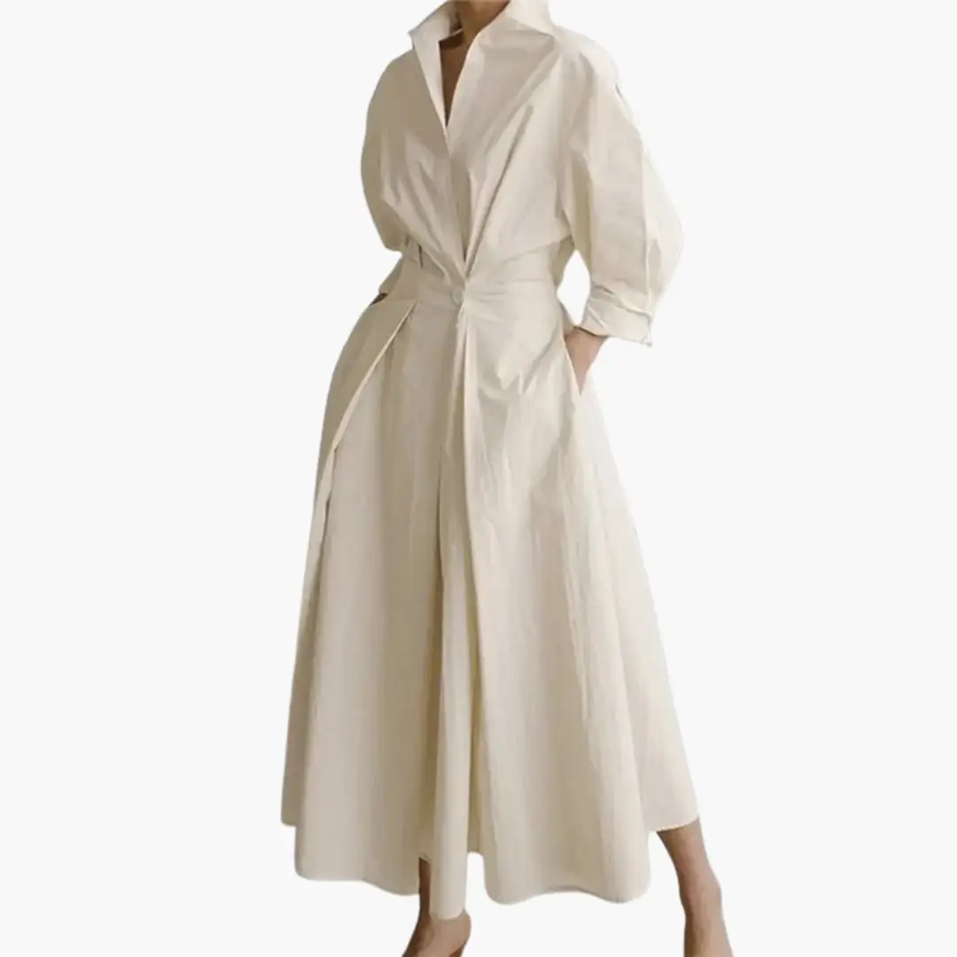 Women's Long Shirt Dress with Waist Detail and Button Front Madison Park Clothing Women's Long Shirt Dress with Waist Detail and Button Front Madison Park Clothing