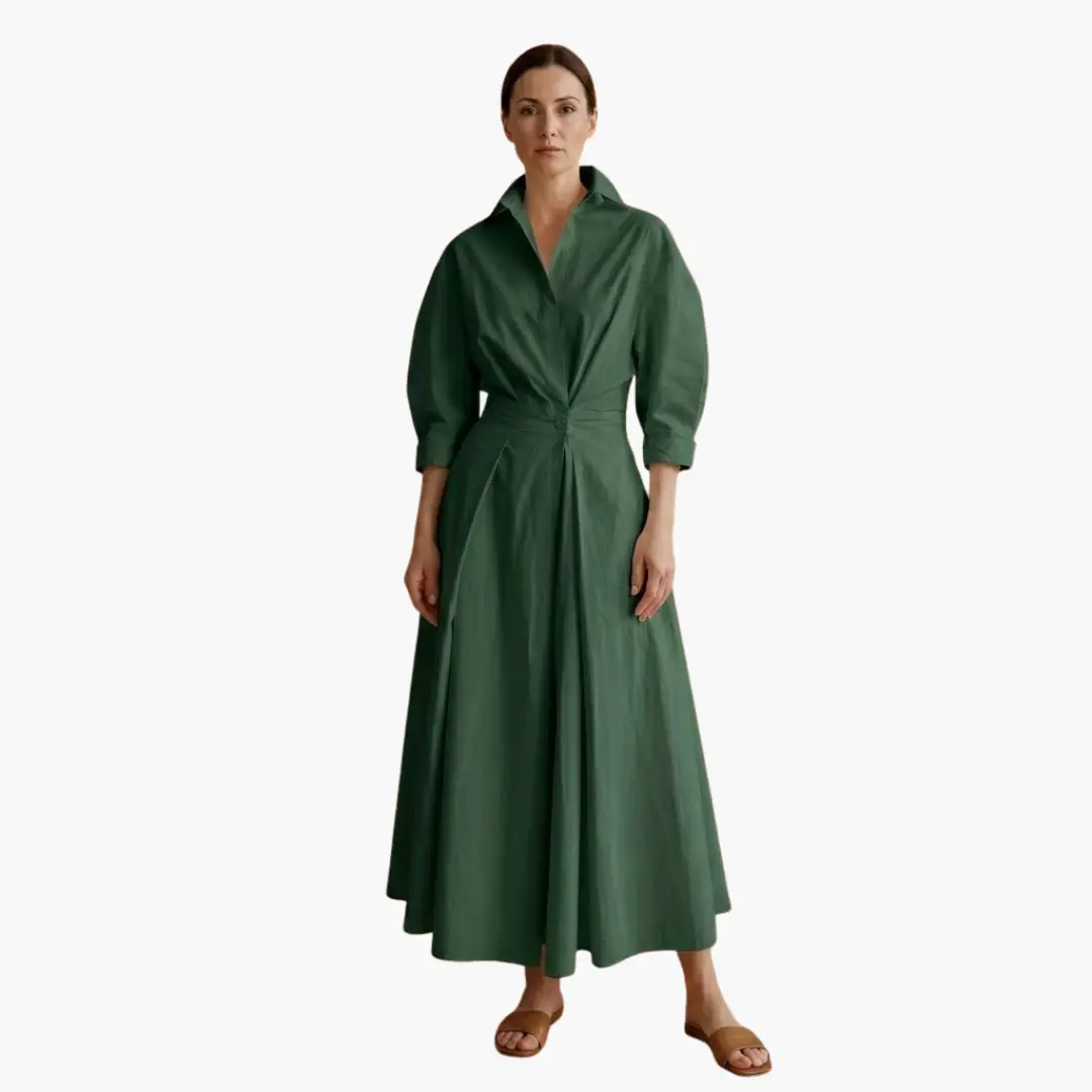 Women's Long Shirt Dress with Waist Detail and Button Front – Madison Park  Clothing
