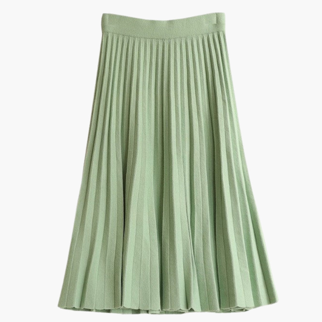 Women's Wilfred Smith mint green pleated maxi skirt with elastic waistband and ribbed surface