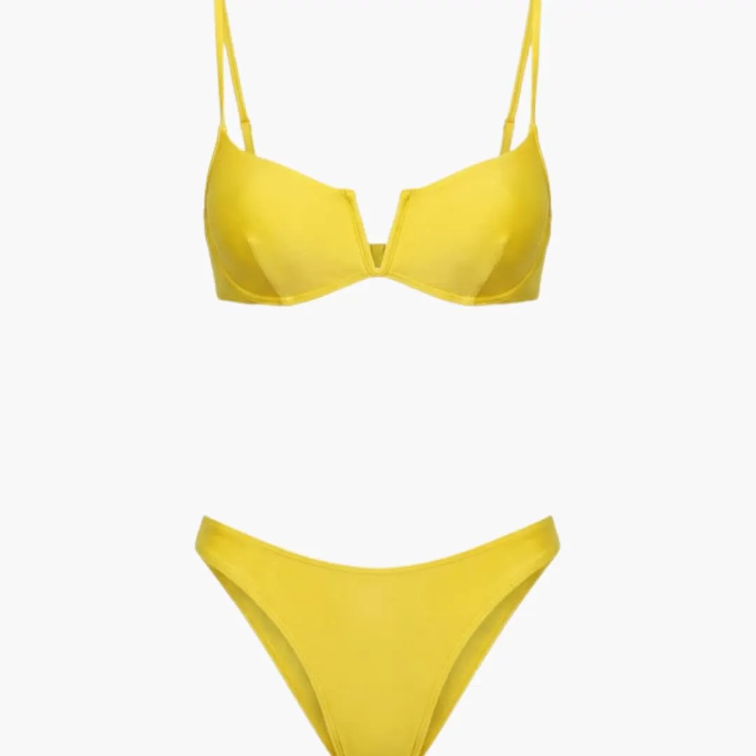 Women’s Push-Up Two-Piece Bikini Set in yellow with Brazilian-cut bottom by Wilfred Smith
