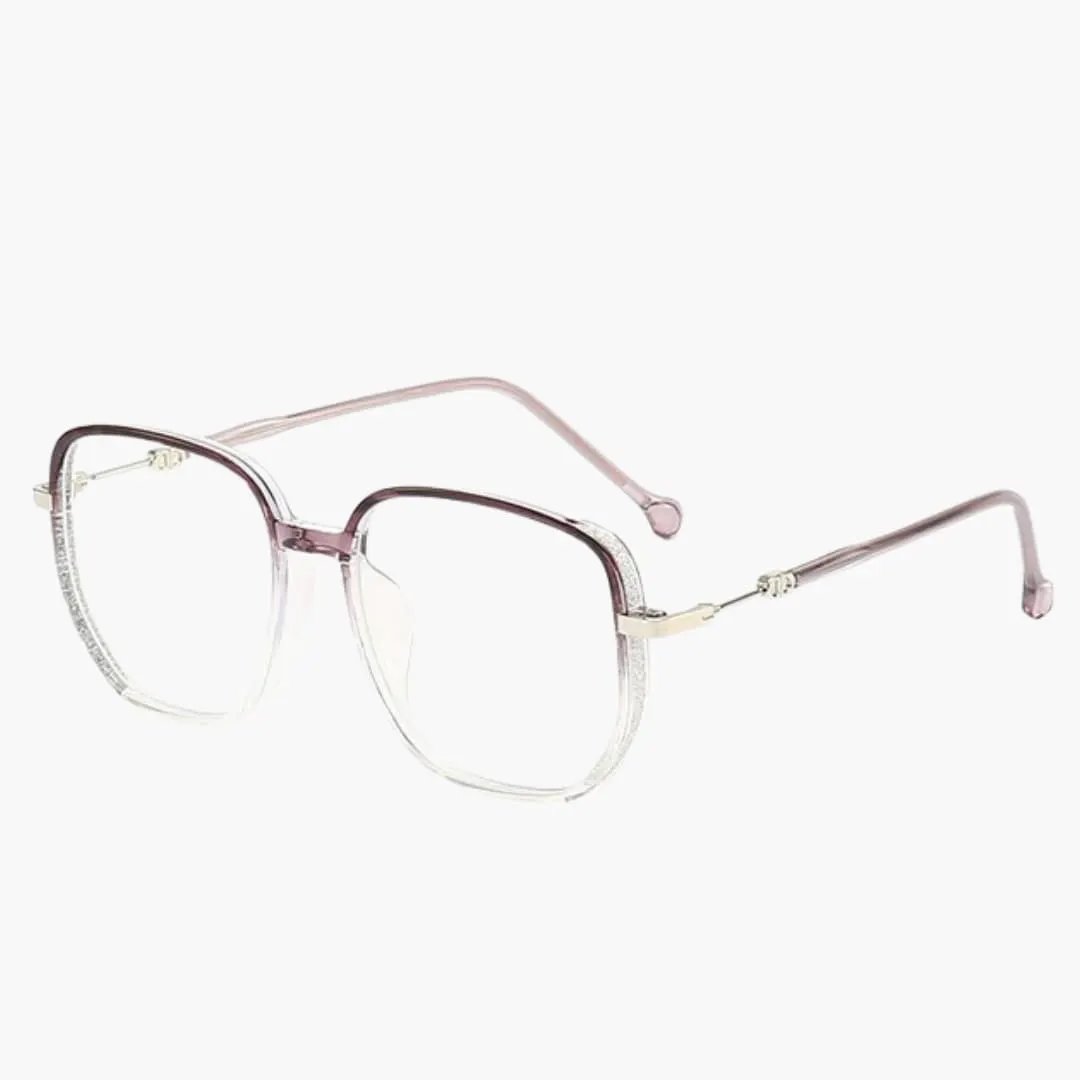 Wilfred Smith women's reading glasses with anti-blue light protection, rimless design and pink temples