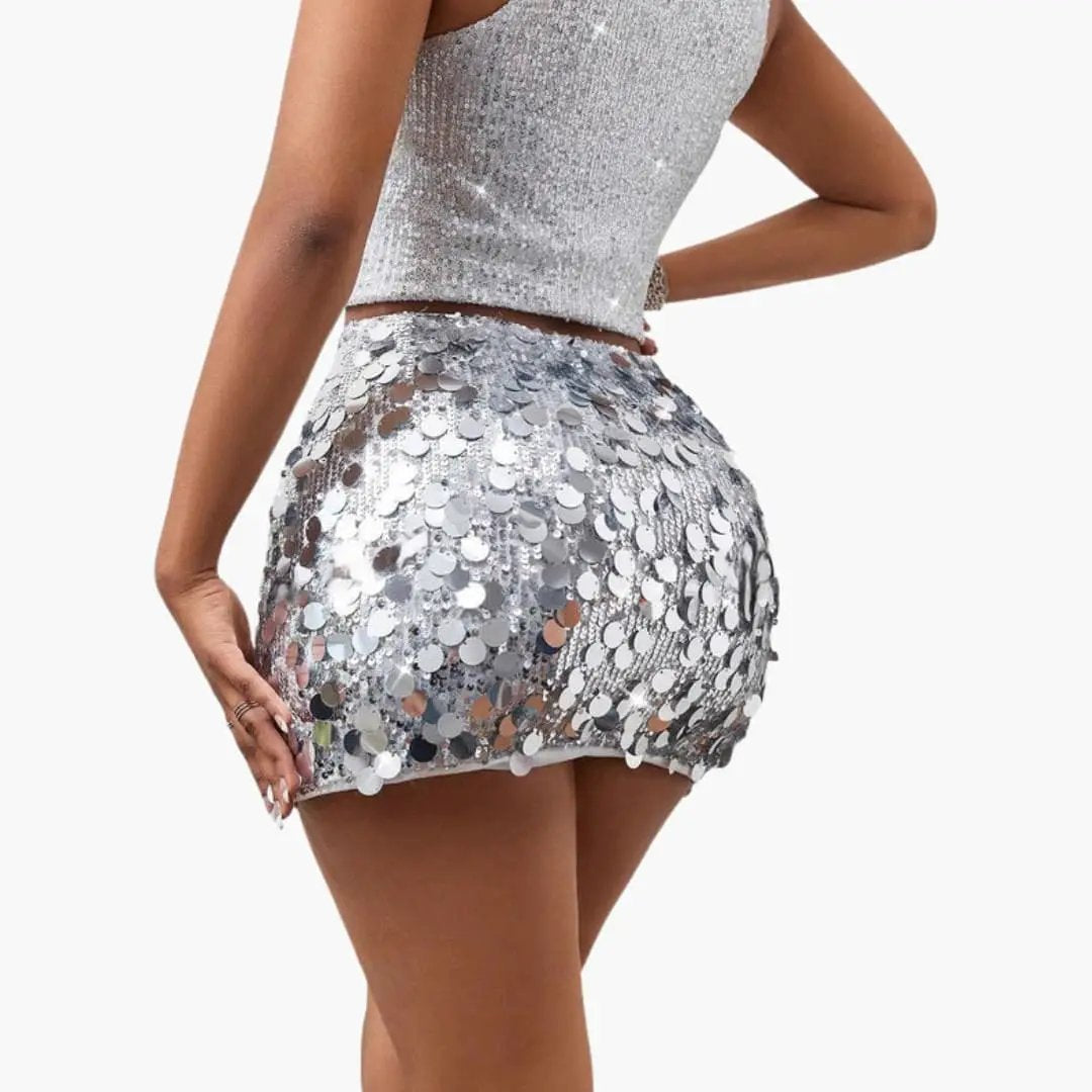Women’s Sequin Crop Top with V-Neck in silver by Wilfred Smith