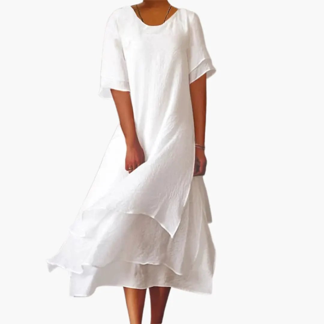 Wilfred Smith Women's Sleeveless Midi Dress with Round Neckline, white, plain finish