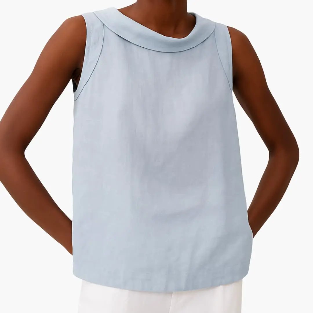 Women’s Sleeveless Roll-Neck Top by Wilfred Smith in light blue