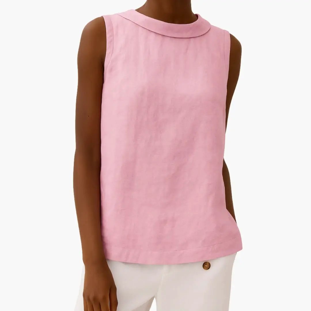 Women's Sleeveless Roll Neck Top in pink by Wilfred Smith