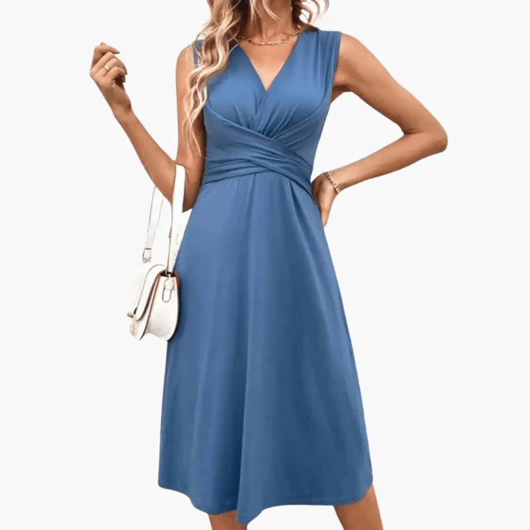 Women's Sleeveless V-Neck Floral Midi Dress by Wilfred Smith in blue