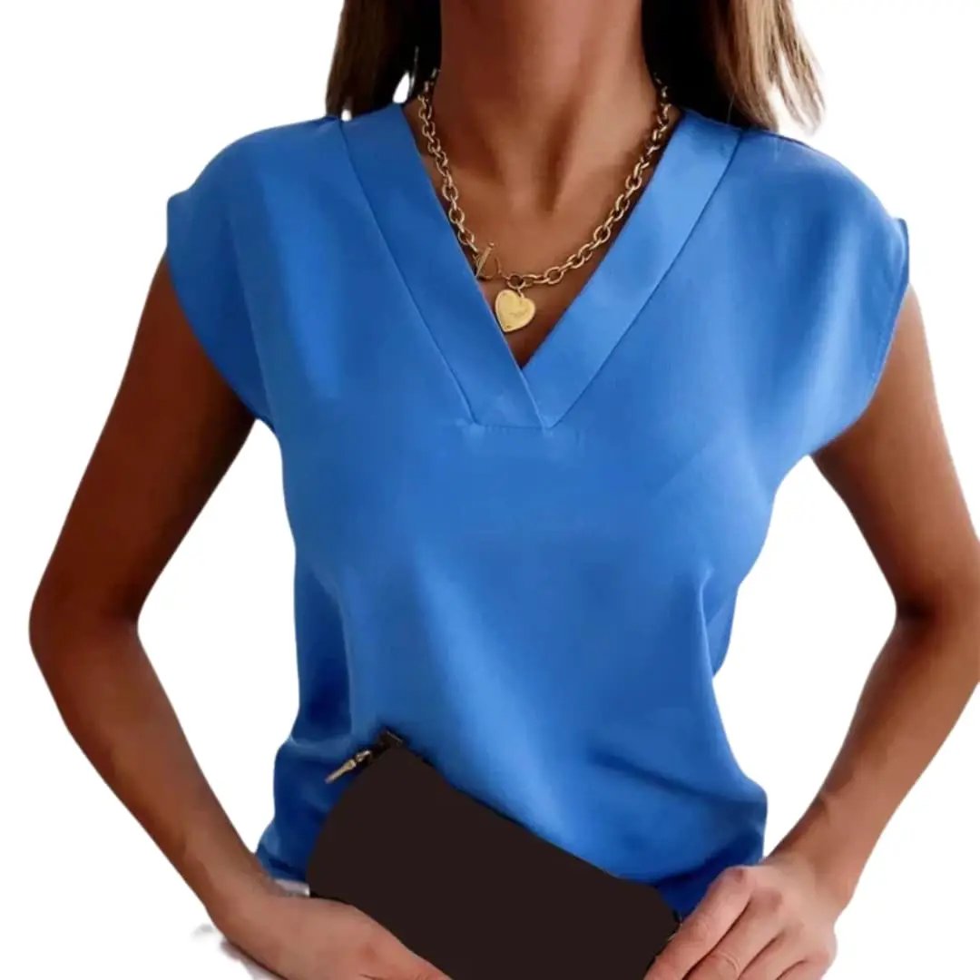 Women’s Sleeveless V-Neck Top by Wilfred Smith, blue blouse
