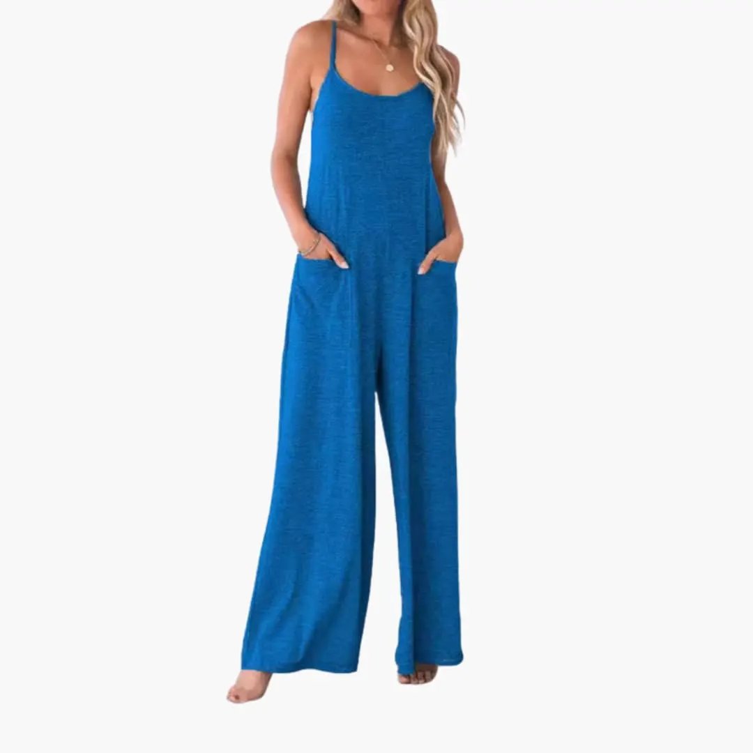 Women’s Spaghetti-Strap Jumpsuit with Pockets by Wilfred Smith, royal blue, wide-leg sleeveless