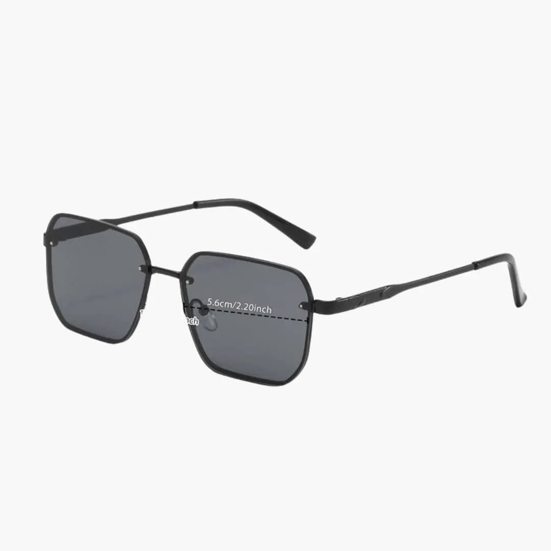 Women's Sunglasses with Geometric Square Frames, black metal construction and dark UV400 lenses