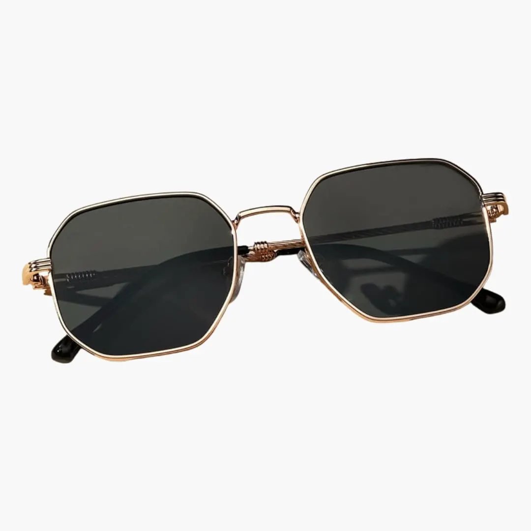 Women's sunglasses with gold metal frame and UV400 lenses by Wilfred Smith