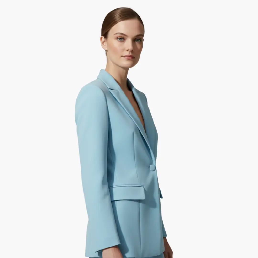 Women's light blue blazer and pants wedding suit, two-piece set
