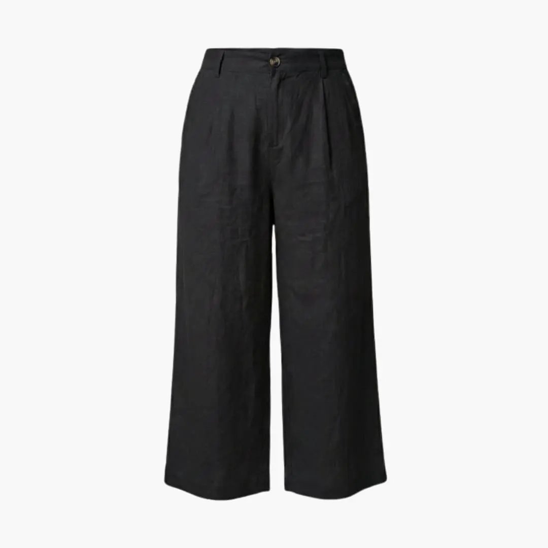 Women’s Trousers, black wide-leg with side pockets and front button closure