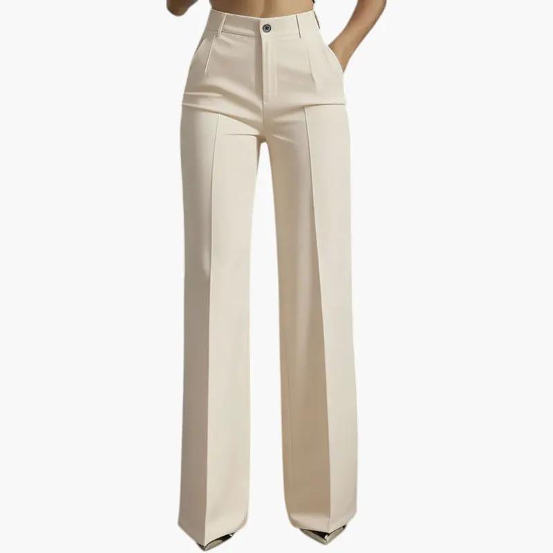 Women's Trousers with High Waist and Straight Leg in cream by Wilfred Smith